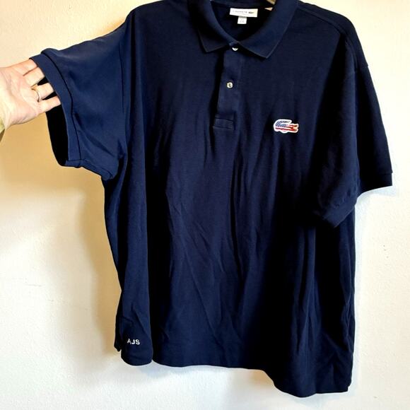Lacoste Polo Shirt American Flag Logo Mens 4XL European 9, USA Alligator RARE !! - Picture 10 of 14
